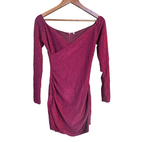 REVOLVE By The Way Mabel Off Shoulder Red Glitter Sparkly Dress New W/Tags! S - Picture 5 of 10